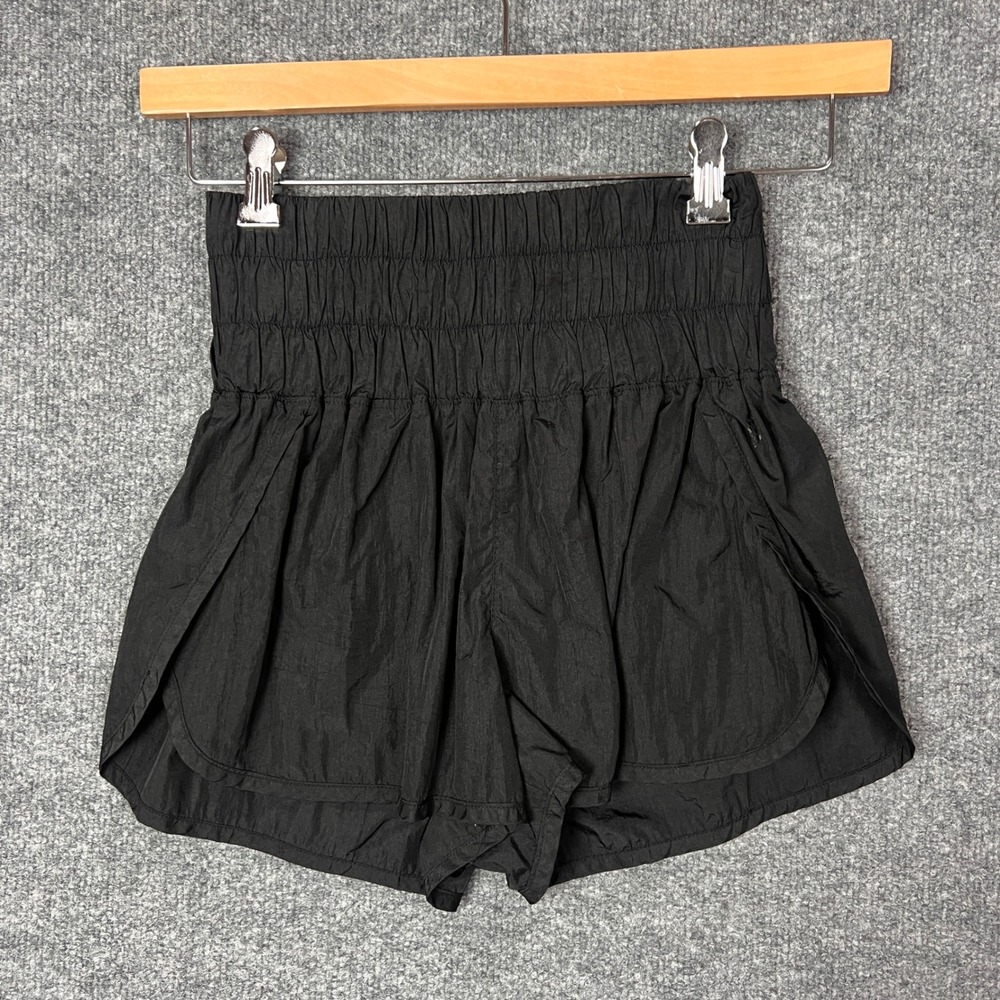 Free Movement Black‎ High Waisted Smocked Waist Athletic Shorts Size S